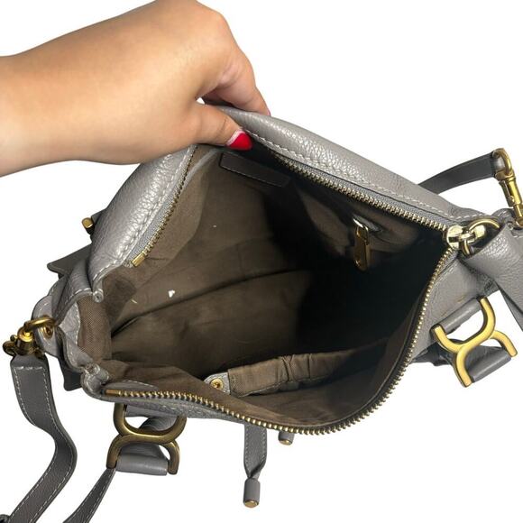 Chloe Marcie Leather Satchel Cashmere Grey - Picture 5 of 5